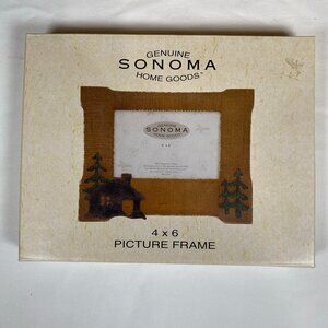 NWOT Sonoma 4x6 Wooden Cabin and Trees Picture Frame Picture Frame